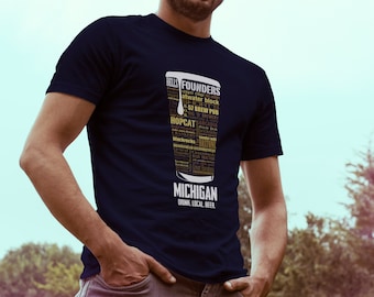 MICHIGAN Beer Shirt Typography print - Beer lover gift - Beer T-shirt  - Michigan Beer gift for him - Michigan Craft Beer T-shirt
