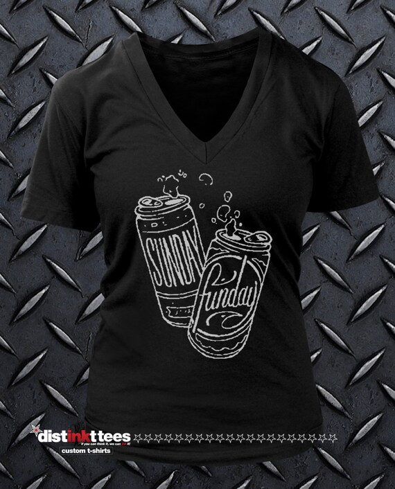 Sunday Funday V-Neck T-Shirt: Ringspun Cotton Beer Shirt