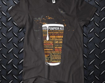 CUSTOM printed "Pumpkin Beer Typography" t shirt. One of a kind dad teesChristmas gifts