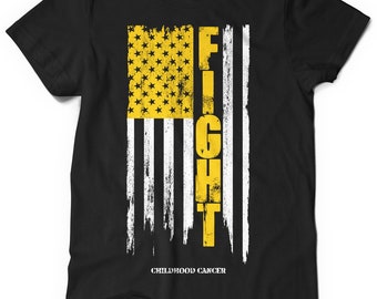 FIGHT CHILDHOOD CANCER T-shirt | f cancer | Cancer Awareness t shirt | Fight Cancer| Cancer shirt | Fight Cancer tee | American Flag t-shirt