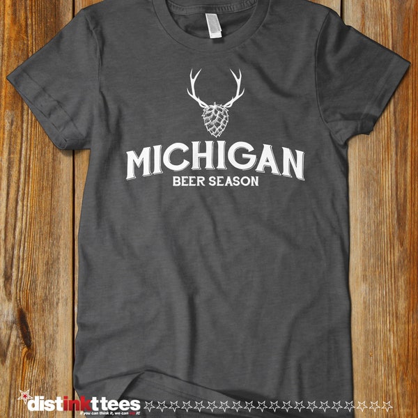 MICHIGAN BEER SEASON Beer State breweries  Typography T-shirt Drink Michigan Beer Michigan Craft Beer Shirt Founders Beer mens gift idea