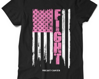 Camiseta de lucha contra el cáncer de mama: estilo grunge con la bandera estadounidense
