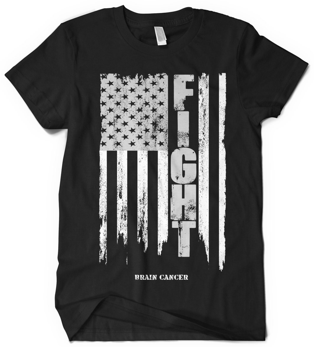 FIGHT BRAIN CANCER T-shirt | f cancer | Cancer Awareness t shirt | Fight Cancer| Cancer shirt | Fight Cancer tee | American Flag t-shirt