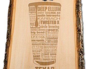 TEXAS Beer Typography Bottle Opener engraved in Wood. Laser Engraved Custom. Mens gift Ideas. Best man gift. Man Cave. Gifts under 50.