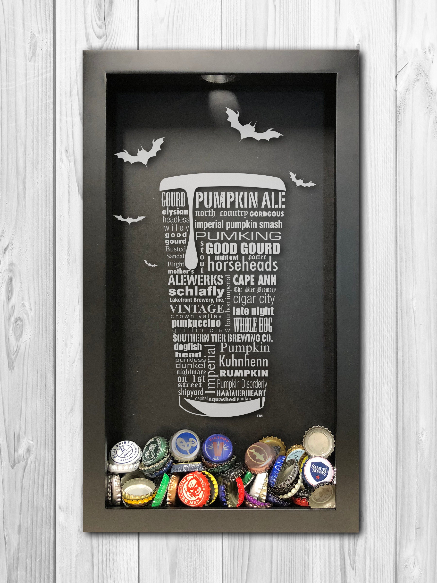 Pumpkin Craft Beer Typography Bottle Cap Shadow Box Beer Cap Etsy
