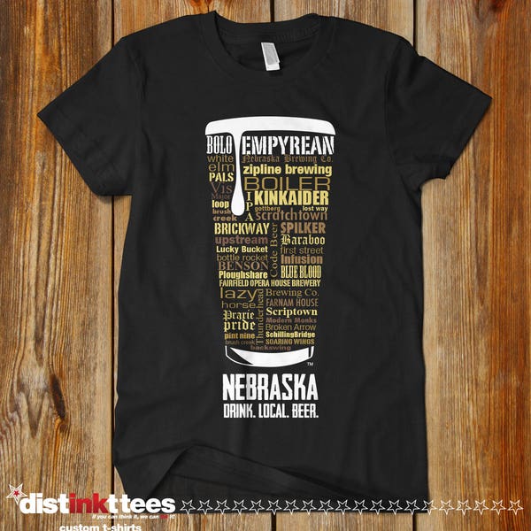 Nebraska Beer Typography T-Shirt: Craft Brewery Lover Gift