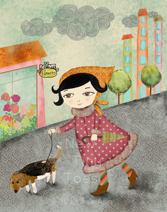 Cute Girl and a Beagle Nursery Decor Childrens Art Prints - Etsy