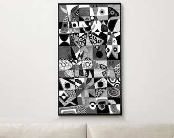 Monochrome Illustration, Contemporary Artwork, Moths, Moth Print, Unique Illustration, Cubic Style, Cubism, Moth Artwork, Black and White