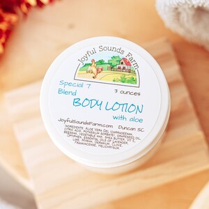 Essential Oil Whipped Body Lotion, Special 7 Blend, Aloe Vera Gel, Shea Butter, Fast drying, no stickiness