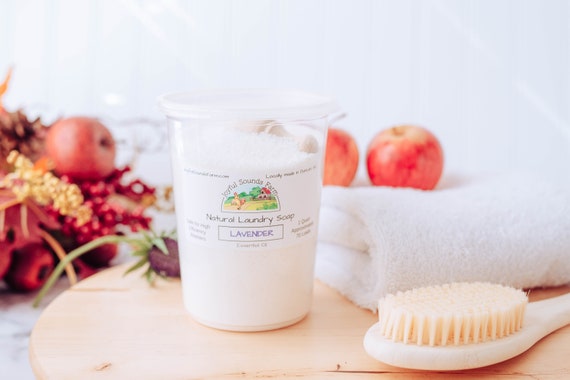 Handmade Natural Laundry Soap Powder & wooden measuring scoop, VEGAN, Coconut oil soap