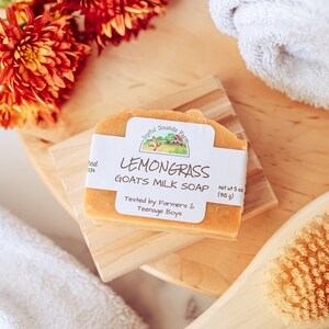 All Natural Lemongrass GOATS MILK SOAP, essential oil, artisan soap image 6