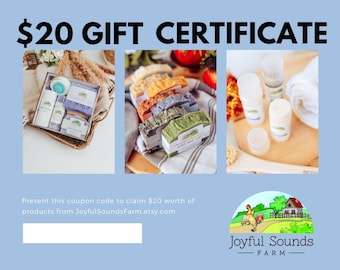 Gift Certificate for Joyful Sounds Farm products