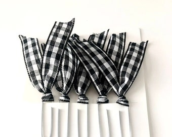 Black & White Plaid Paperclip Bookmarks//Silver Ribbon//Ribbon Bookmarks//Planner Clips//Journal Clips//Gifts for Her//Unique Gift Ideas
