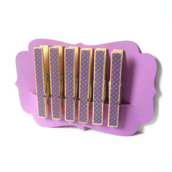 Tiny Polka Dots on Purple//Decorative Clothespins//Polka Dots//Altered Clothespins//Cute Clothespins//Unique Gift Ideas//Gifts for Her