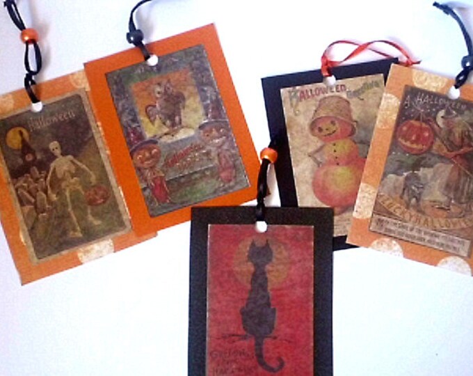 Halloween Vintage Style Paper Ornamentsvertical Set Etsy