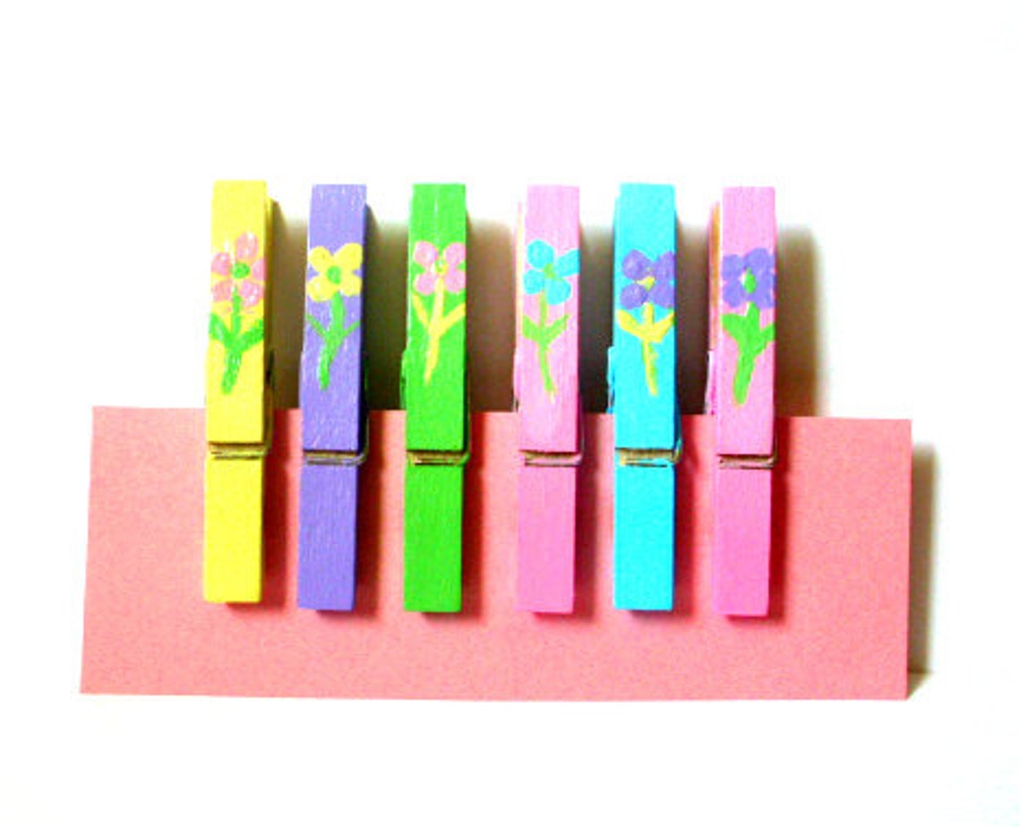 Painted Clothespinsspring Flowers Etsy