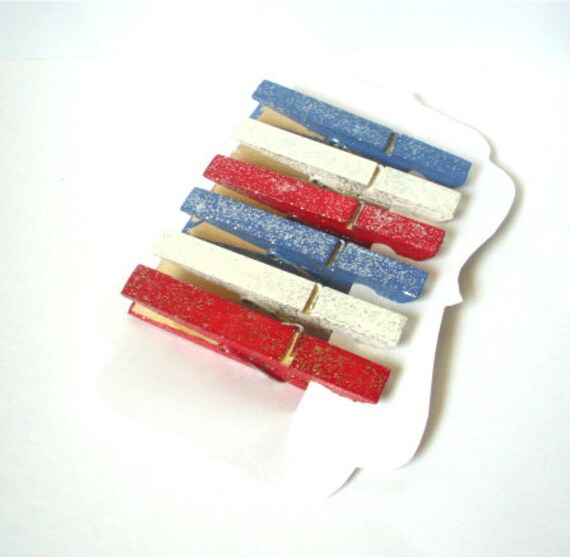 Items similar to HandPainted Clothespins//Patriotic//Red, White & Blue