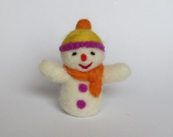 Needle Felted Snowman for organic toy and dollhouse Christmas decor