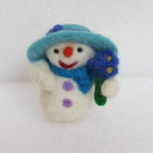 Handmade felted snowman for nursery decor, personalized gift and Christmas ornament