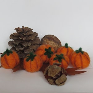 Set of 4 Tiny Needle Felted Pumpkins Handmade for Halloween and Fall Decor for dollhouses