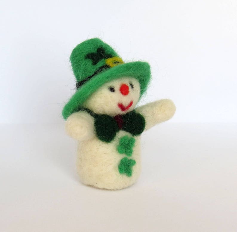 Needle Felted Snowman St Patrick Day-themed for an Irish - Etsy