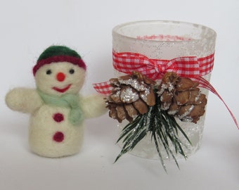 Christmas snowman ornament handmade from wool for ornament and personalized present