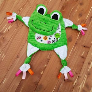 Newborn Gift Lovey Baby Boy Blanket Personalized Tag Sensory Blanket Frogs Newborn Gift Lovey Baby Boy Blanket Personalized Tag Sensory Blanket Frogs