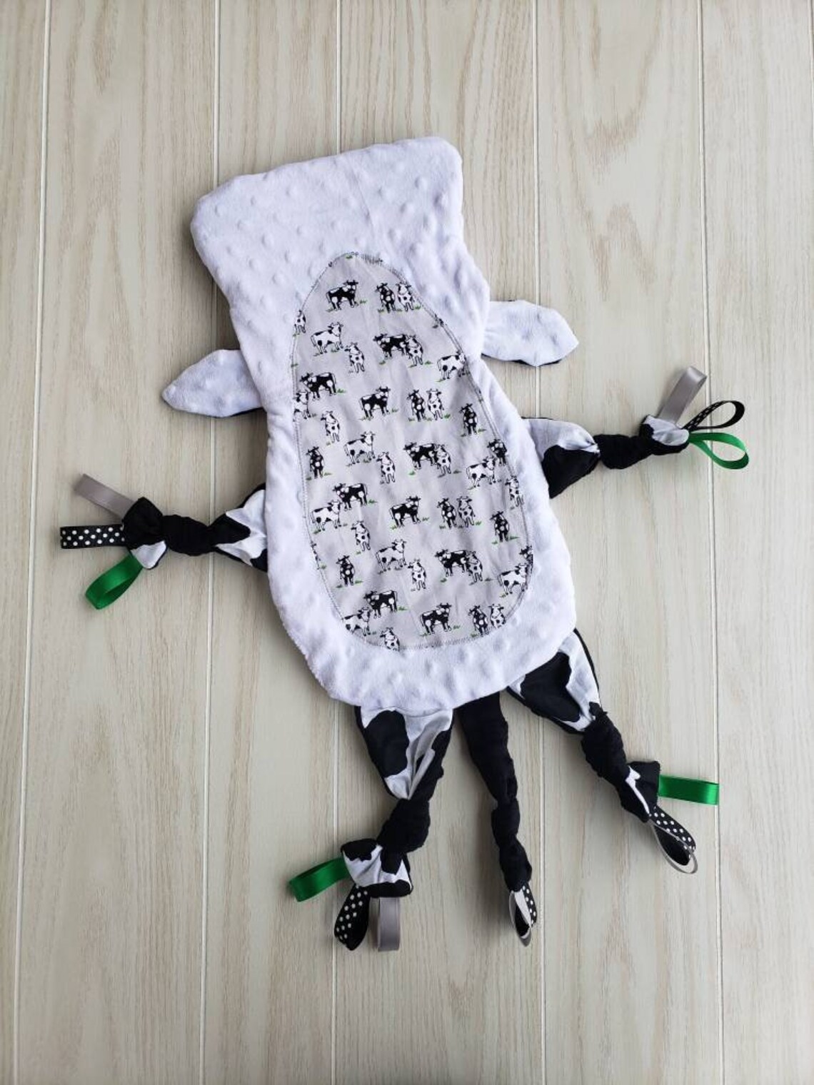 Cow Lovey Blanket / Sensory Lap Buddy / Farm Animal Nursery / Etsy
