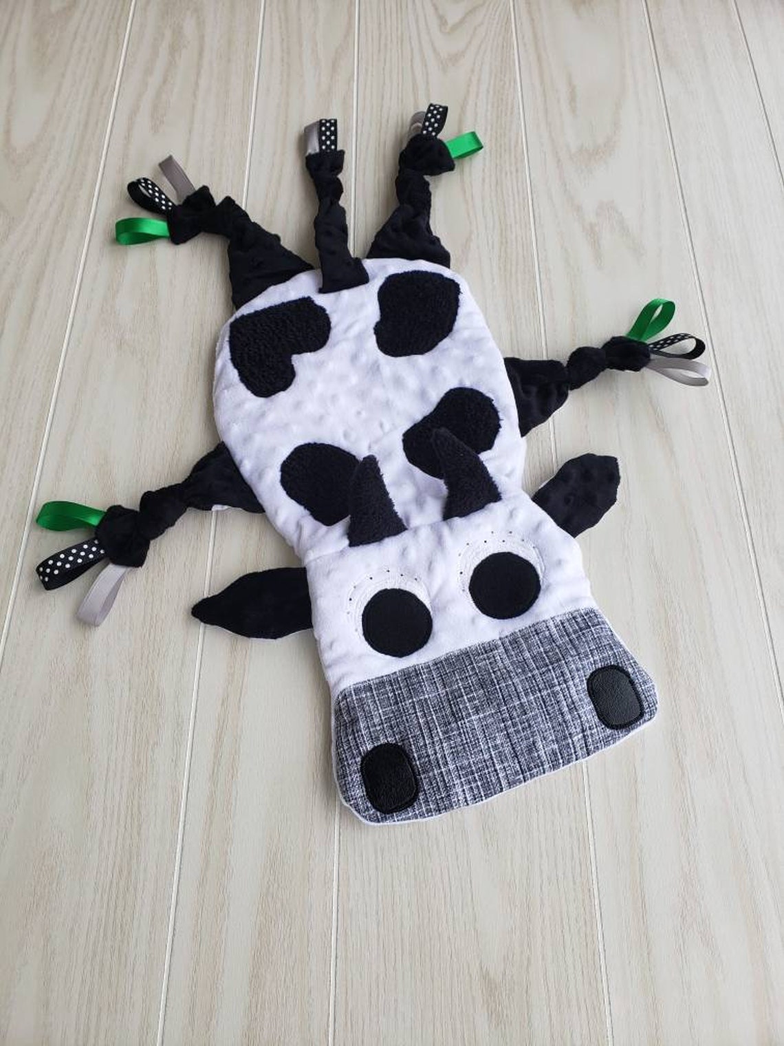 Cow Lovey Blanket / Sensory Lap Buddy / Farm Animal Nursery / Etsy