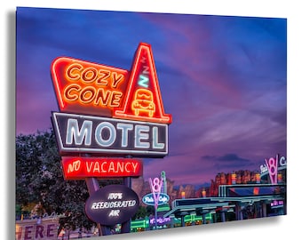 Cozy Cone Motel Disney Cars Land Radiator Springs Disney California Adventure DCA Print Canvas Acrylic Metal Wall Art