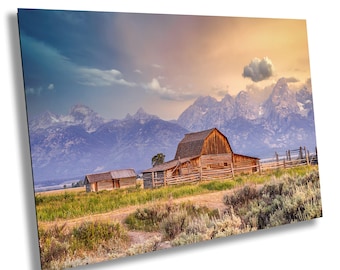 Impresión del amanecer en Moulton Barn: Parque Nacional Grand Teton, Wyoming