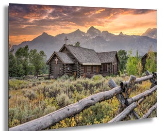 Yellowstone Chapel Sunset Print: Grand Teton National Park Art