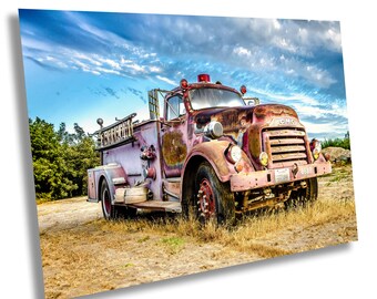 Vintage Fire Engine/Truck Photo Print Canvas Acrylic Metal