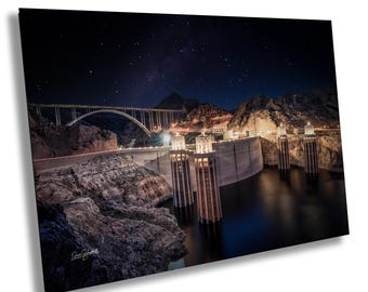 Hoover Dam Night Print: Colorado River, Nevada Arizona Border