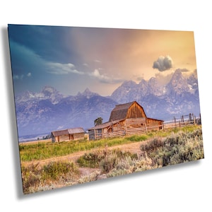 Moulton Barn Grand Teton Nationalpark Sonnenaufgang Jackson Hole Wyoming Druck Papier/Leinwand/Acryl/Metall