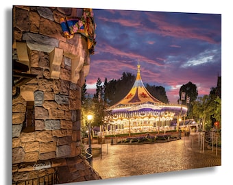 Carrusel del Rey Arturo Fantasyland Disneyland Impresión Lienzo Acrílico Metal Arte de Pared Decoración del Hogar