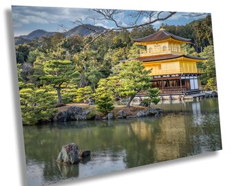 Impresión del Pabellón Kinkakuji: Templo Zen Japonés (Lienzo, Acrílico, Metal)