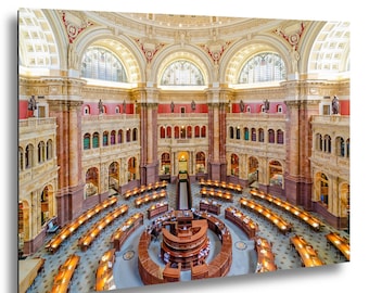 Sala de lectura de la Biblioteca del Congreso, Washington DC, Impresión fotográfica, Lienzo, Acrílico, Metal