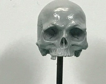 1/8th scale GREY just a few teeth resin skull perfect for 9 inch figures.