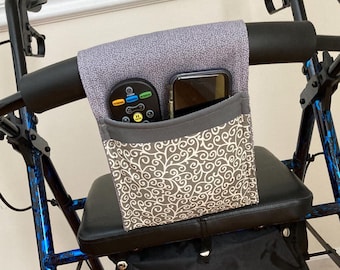 Walker Bag Mini Gray Swirls For Rollator or Aluminum Walker!