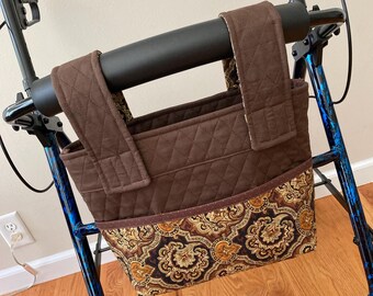 Rollator Walker Bag Golden Brown Metallic For A Classy Look!