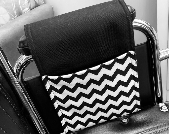 Wheelchair Bag Black and White Chevron Fits Inside Arm Keeping