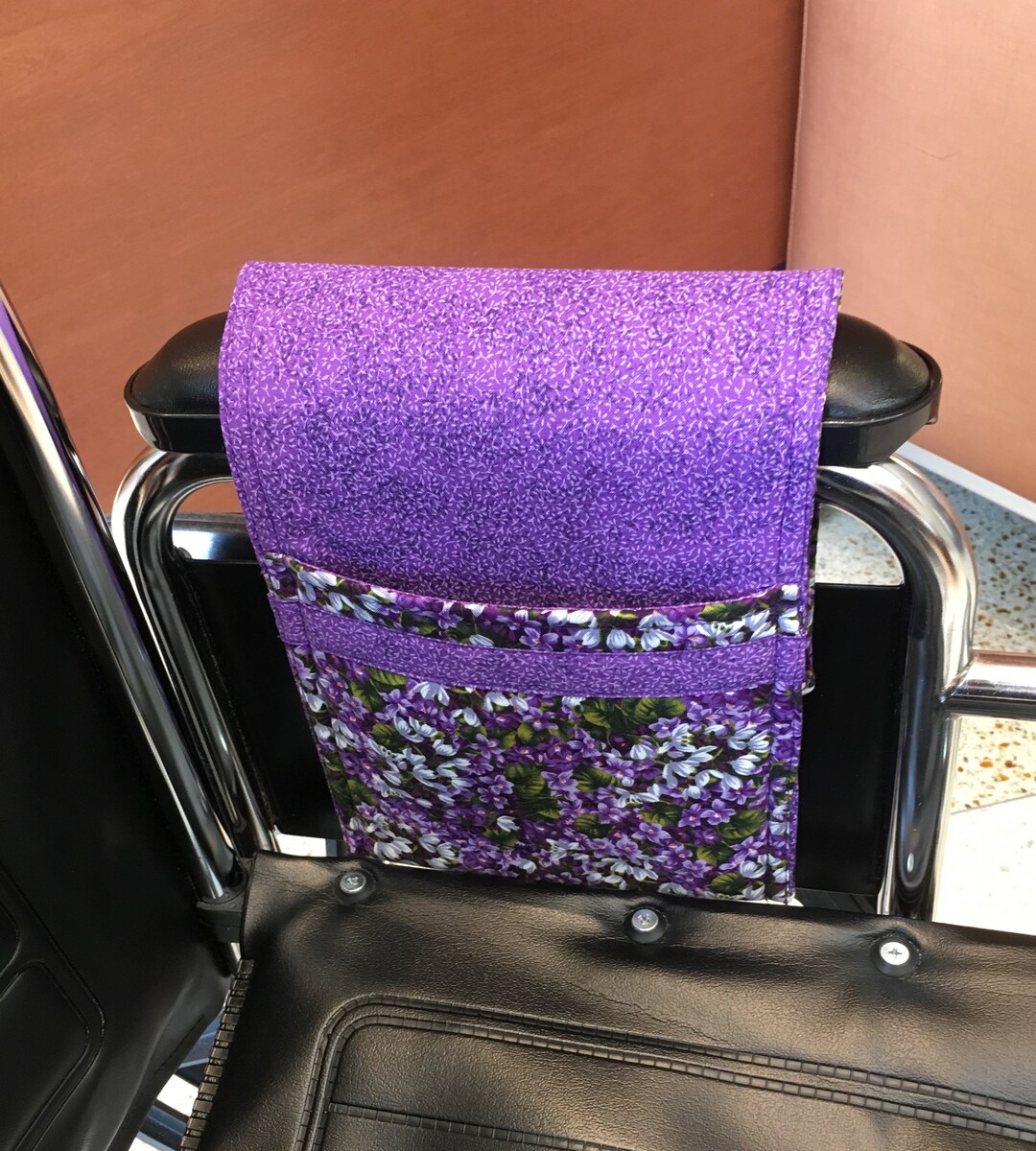 Wheelchair Bag Lilac Lavender Garden Fits Inside Arm and Keeps