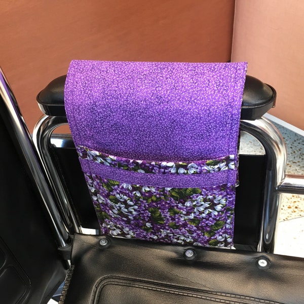 Wheelchair Bag Lilac Lavender Garden Fits Inside Arm and Keeps Necessities Close At Hand!