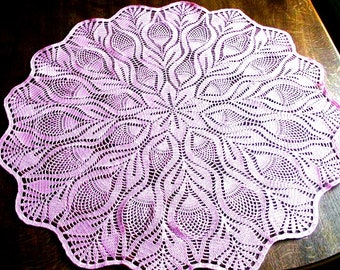 Large Pink Crocheted Lace Doily - 27 inch Centerpiece