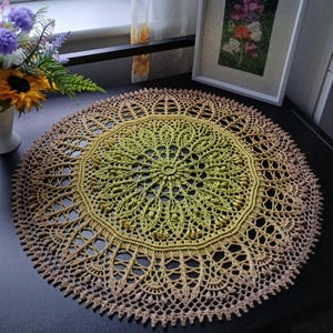 Handmade Multicolored Crocheted Doily: Rustic Table Centerpiece (54cm)
