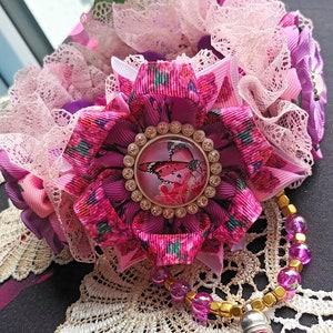 Floral Bun Wrap: Pink Purple Flower Girl Hair Accessory