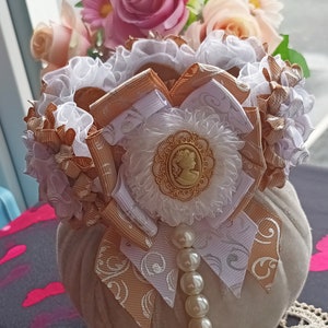 Floral Cameo Bun Wrap: Flower Girl Wedding Hair Accessory