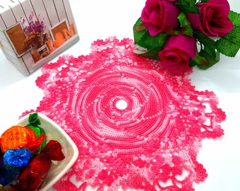 Gehäkelte deckchen handgemachte Doily Spitze doily häkeln Deckchen Tischdekoration rosa Deckchen
