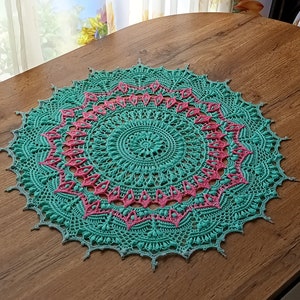 Handmade Multicolored Crocheted Doily: Rustic Table Centerpiece